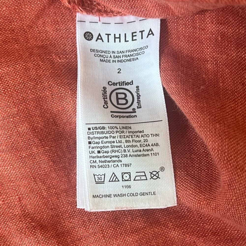Athleta Retreat 100% linen Jogger Pant size 2 Coral Salmon Color - Picture 11 of 12